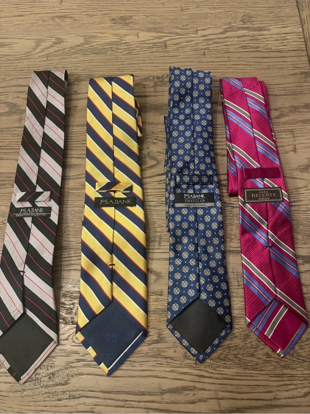 Jos. A. Bank Four-Piece Men's Tie Set in Gray, Yellow, Blue, Pink